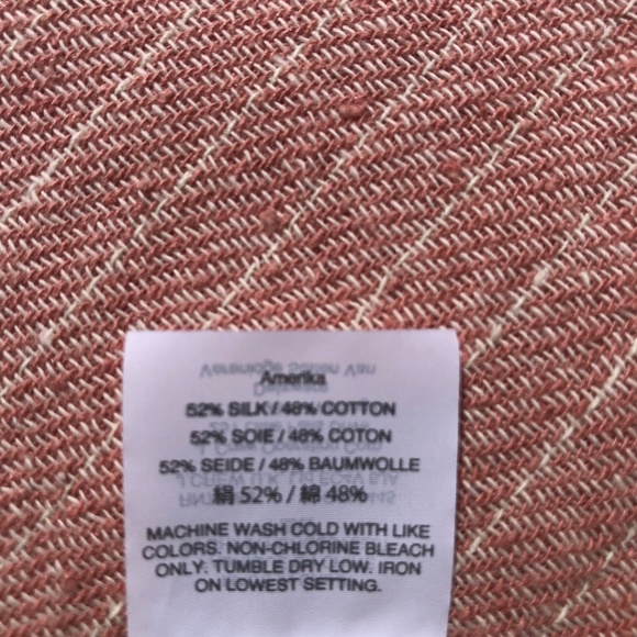 Madewell Cape Scarf Maui Stripe Pink Cream Silk Blend Arm Holes Fringe M3614 - Picture 6 of 6